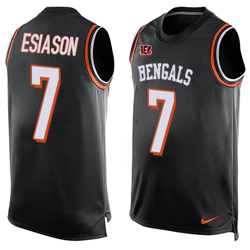 Men's Limited Boomer Esiason Nike Jersey Black - #7 Player Name & Number Tank Top NFL Cincinnati Bengals